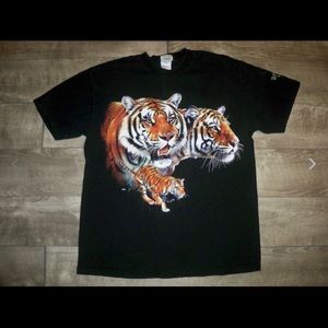 Vintage Rainforest Cafe Black Tiger King Cat Print TShirt Tee T Shirt Mens Large